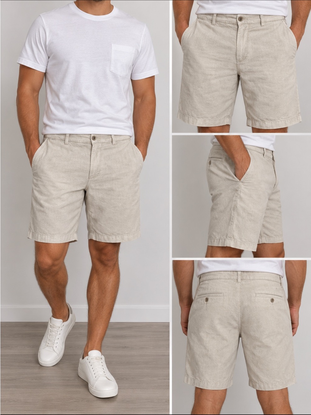 Old Navy Men's Linen-Blend Shorts in Cream